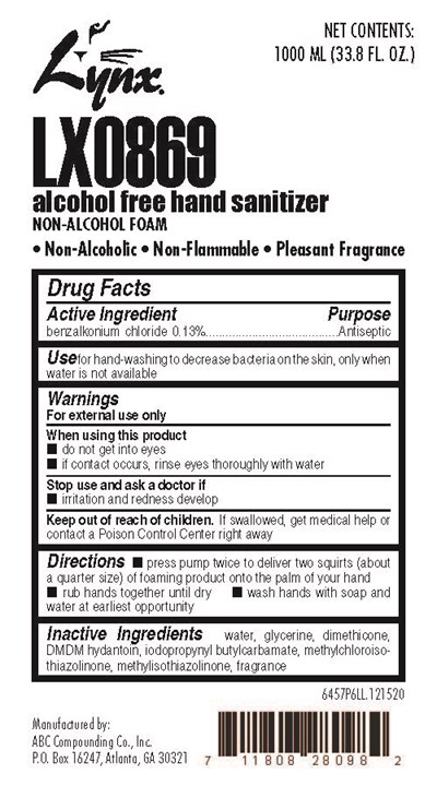 Lynx 6457p6ll Lx0869 Alcoholfreehandsan 1000ml Bag